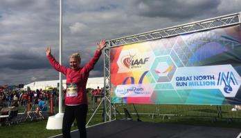 Tracey Crammond, the millionth finisher of the Bupa Great North Run